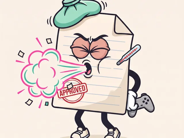 Note mid-sneeze with paper confetti flying